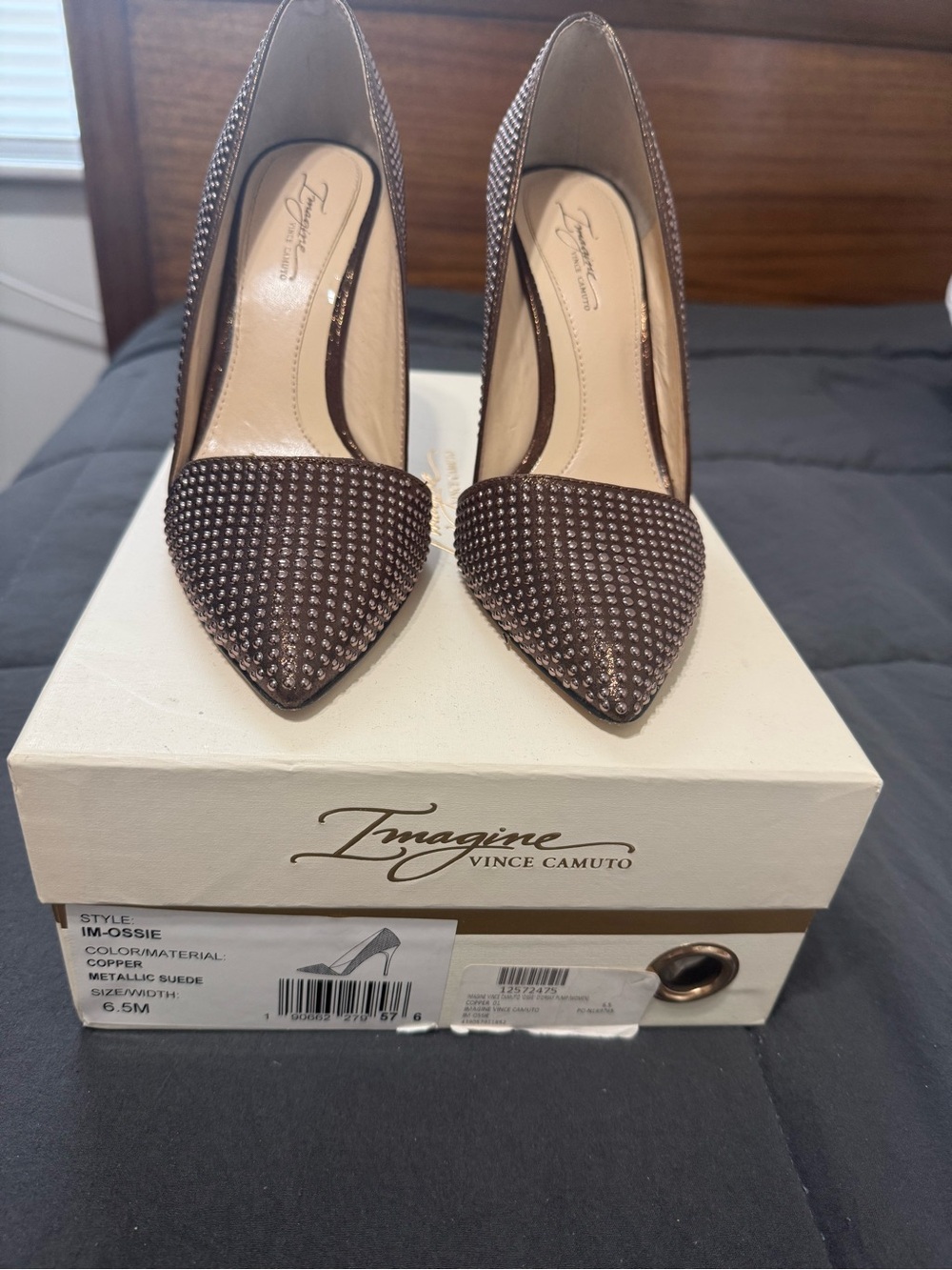 Vince Camuto Copper Studded Pointed Pumps